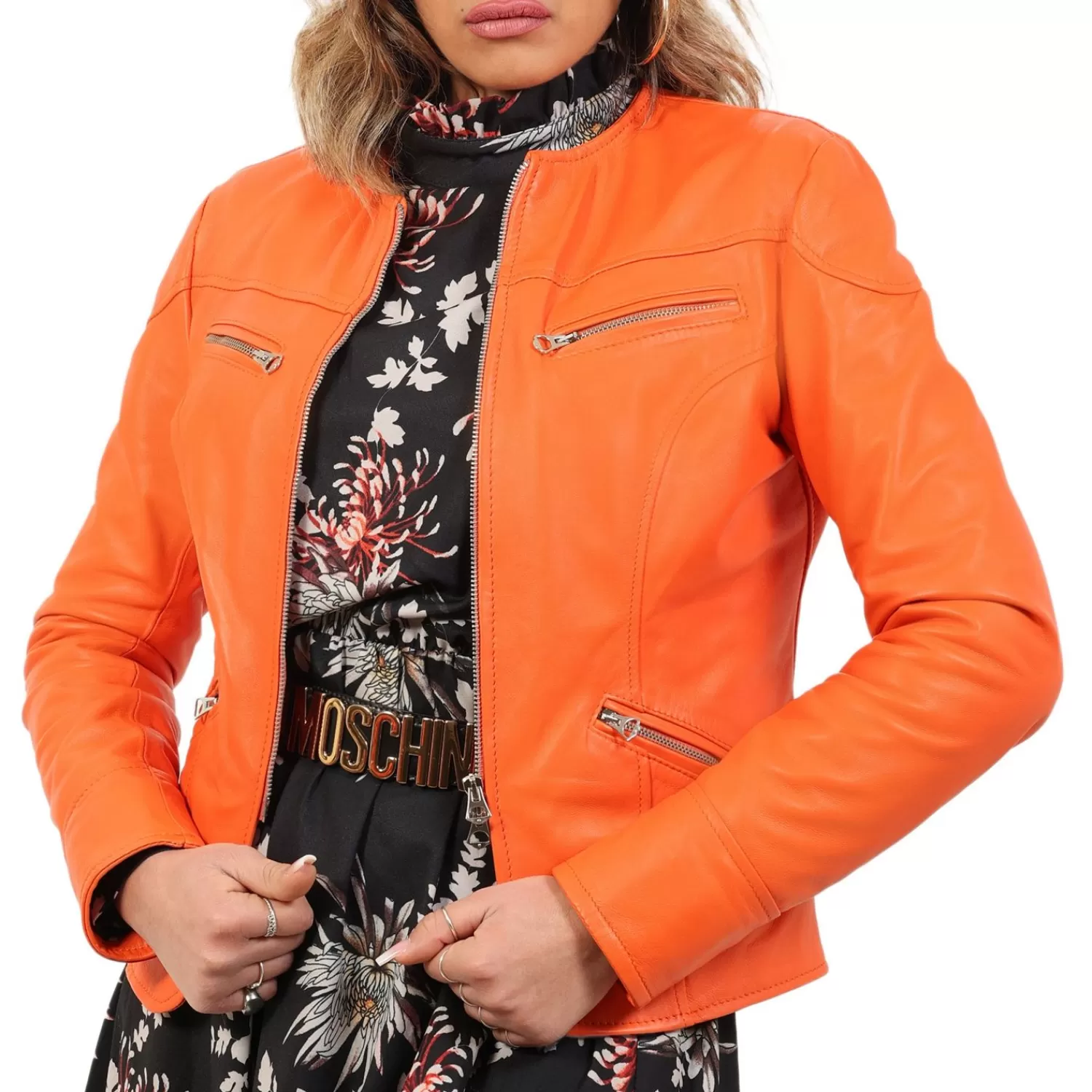Imperatrice Calzature Capi Spalla In Pelle*Giubbino In Pelle Di Vitello Nappa Arancio
