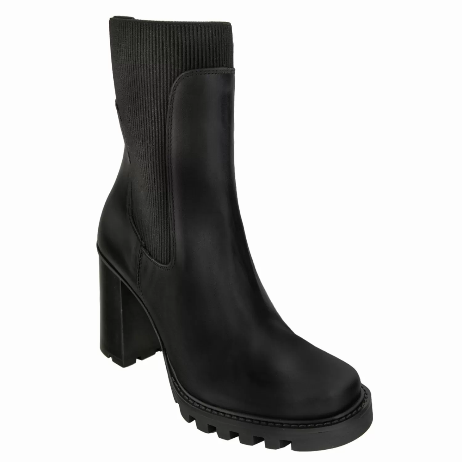 Imperatrice Calzature Tronchetti*Tronchetti In Vera Pelle Di Vitello Con Tacco Quadrato E Gambale Elastico